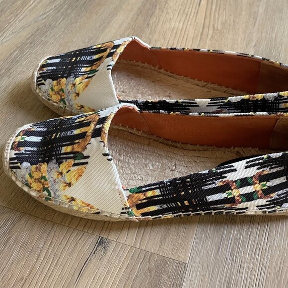 Rebecca Minkoff Espadrilles "Gwyn" Black/Yellow/White with Gold Studs US 10 - Picture 1 of 9